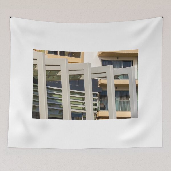 Item preview, Modern Building Facade With Repeating Balcony Frames and Glass Windows in Urban Architecture designed and sold by Nmallia.