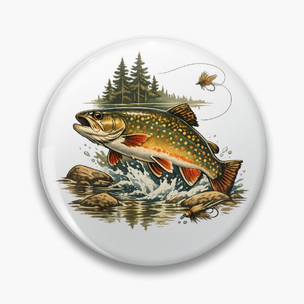 Item preview, Mountain stream trout with pine reflections designed and sold by Daily Quirk.