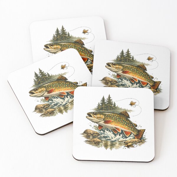Item preview, Mountain stream trout with pine reflections designed and sold by Daily Quirk.
