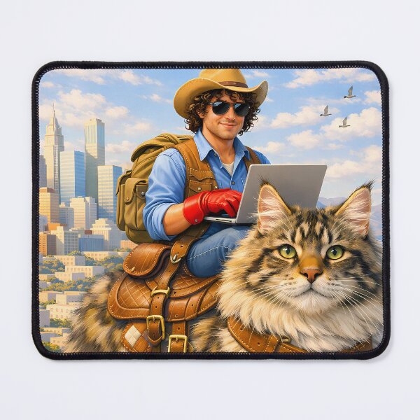 Item preview, Travelling Coder Riding a Giant Cat designed and sold by m-y-A-I-A-R-T-.