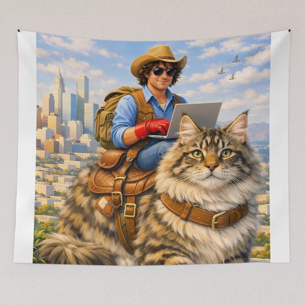 Item preview, Travelling Coder Riding a Giant Cat designed and sold by m-y-A-I-A-R-T-.