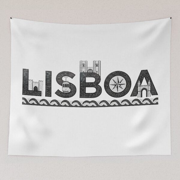 Item preview, Lisbon Portugal Calçada Portuguesa Black and White Typography designed and sold by Paulo Costa Dias.
