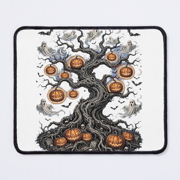 Item preview, Spooky Halloween Tree with Pumpkin Ornaments and Ghosts designed and sold by BloopyWorks.