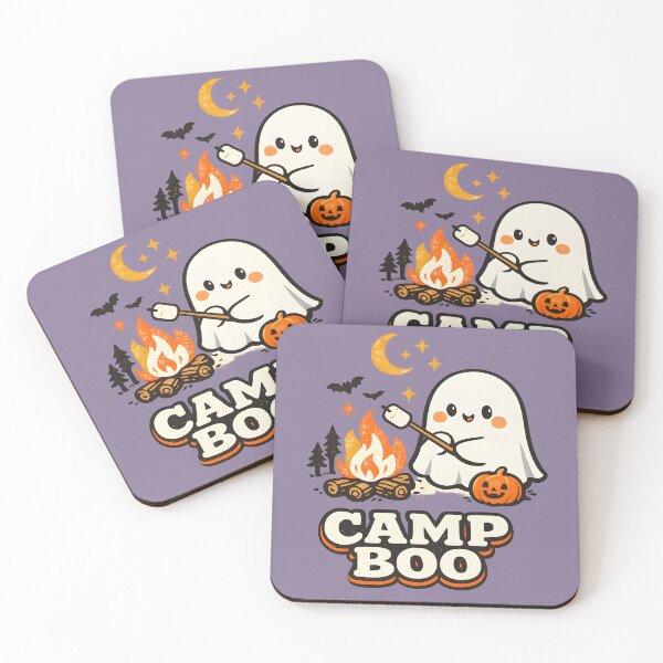 Item preview, Camp Boo Ghost Roasting Marshmallow Campfire Vintage Halloween Outdoor Design designed and sold by  MAD's Recreation Studio.