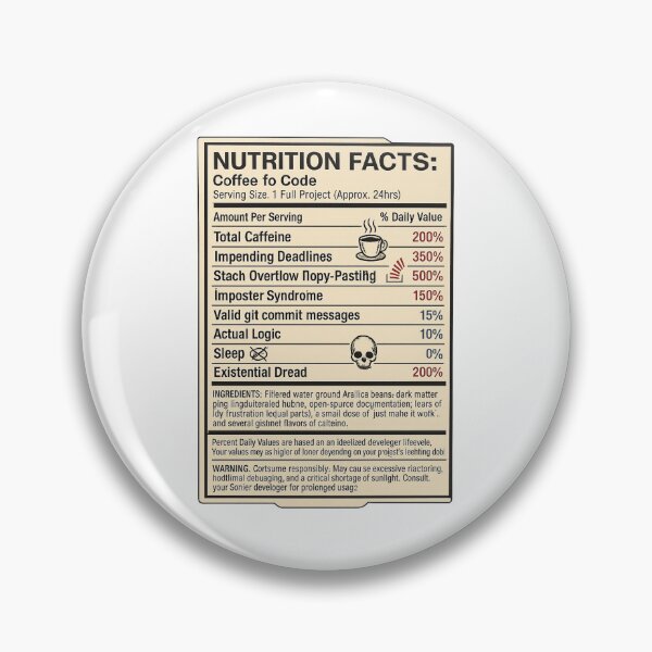 Item preview, Coffee to Code Nutrition Facts designed and sold by MoonmossThistle.