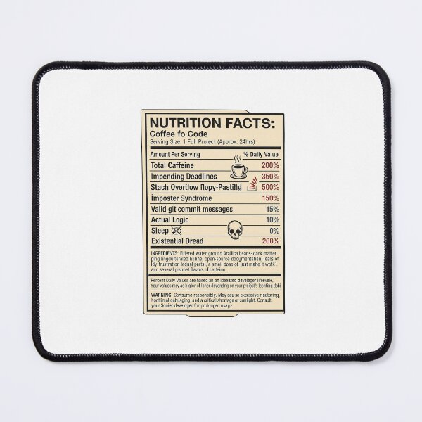 Item preview, Coffee to Code Nutrition Facts designed and sold by MoonmossThistle.
