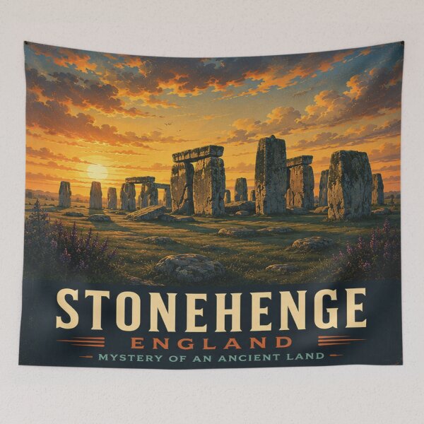 Item preview, Stonehenge Historic Landscape Poster | Ancient England Monument | England Wall Art designed and sold by GnuArt.