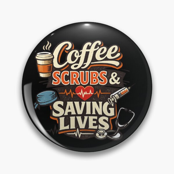 Item preview, Coffee Scrubs & Saving Lives Retro Nurse Shirt | Funny Medical Worker Coffee Lover Gift designed and sold by BankshopTH.