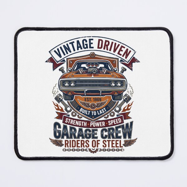 Item preview, Vintage Driven 1969 Muscle Car Garage Crew Mechanic Art designed and sold by rich-moda.