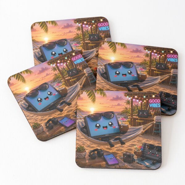 Item preview, Cute Robot Relaxing on Tropical Beach designed and sold by GRPixelStudio.