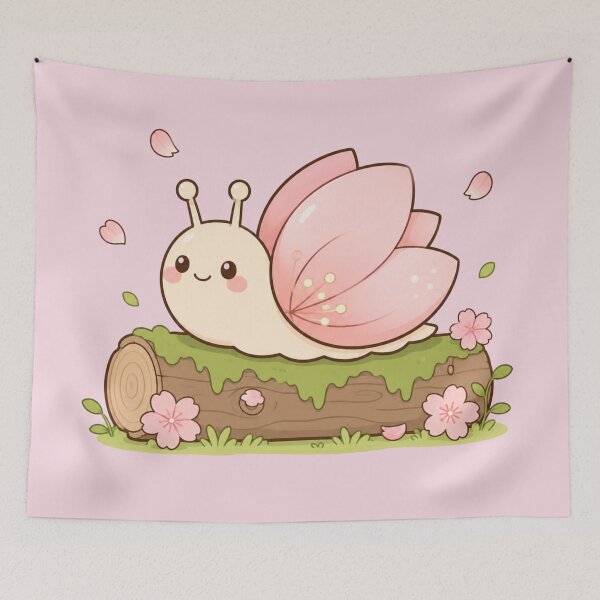 Item preview, Cute Pink Butterfly on Log Kawaii Chibi Illustration designed and sold by ZyloPrints.