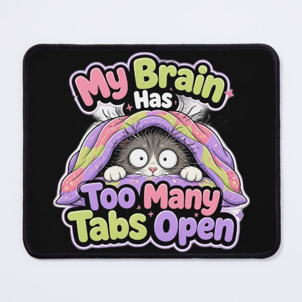 Item preview, My Brain Has Too Many Tabs Open Funny Cat Sticker designed and sold by Cat Meme Fund.