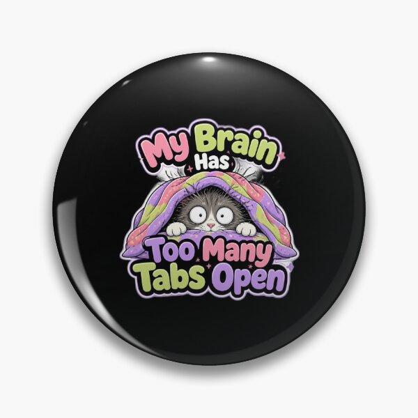 Item preview, My Brain Has Too Many Tabs Open Funny Cat Sticker designed and sold by Cat Meme Fund.
