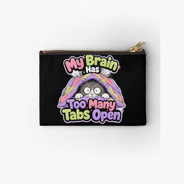 Item preview, My Brain Has Too Many Tabs Open Funny Cat Sticker designed and sold by Cat Meme Fund.