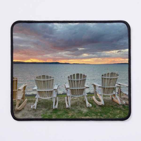 Item preview, Sunset at the lake with Adirondack chairs designed and sold by JuliVogel.
