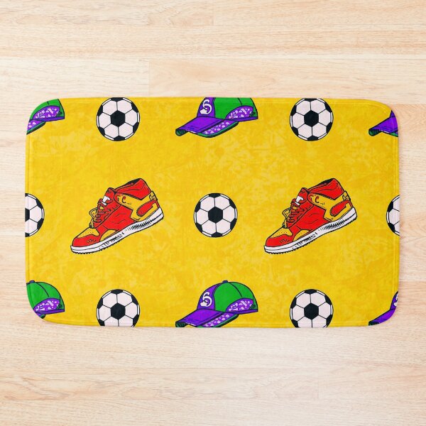 Item preview, Retro Soccer Streetwear Pattern | Colorful Football Shoes, Caps & Soccer Ball Seamless Design designed and sold by IMuDesigner.