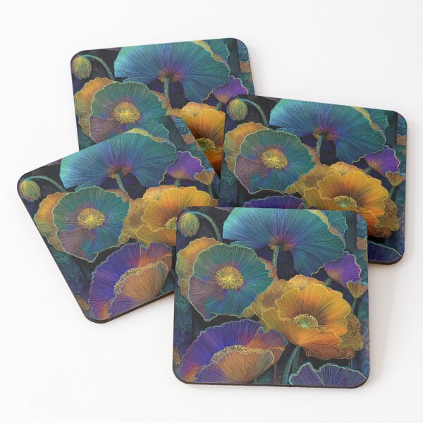 Item preview, Luminous Stained Glass Poppies | Colorful Botanical Floral Art Print designed and sold by GSizzle1.