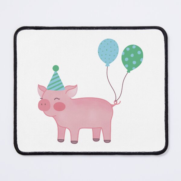Item preview, Cute Pink Pig with Party Hat and Balloons designed and sold by winterpumpkin.