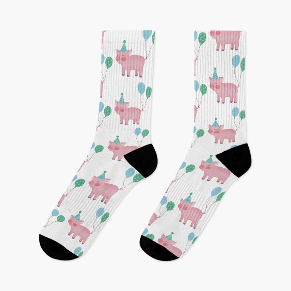 Item preview, Cute Pink Pig with Party Hat and Balloons designed and sold by winterpumpkin.