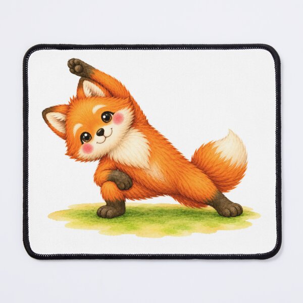 Item preview, Extended Side Angle Pose Fox Yoga Watercolor Print designed and sold by YogiAnimalArt.