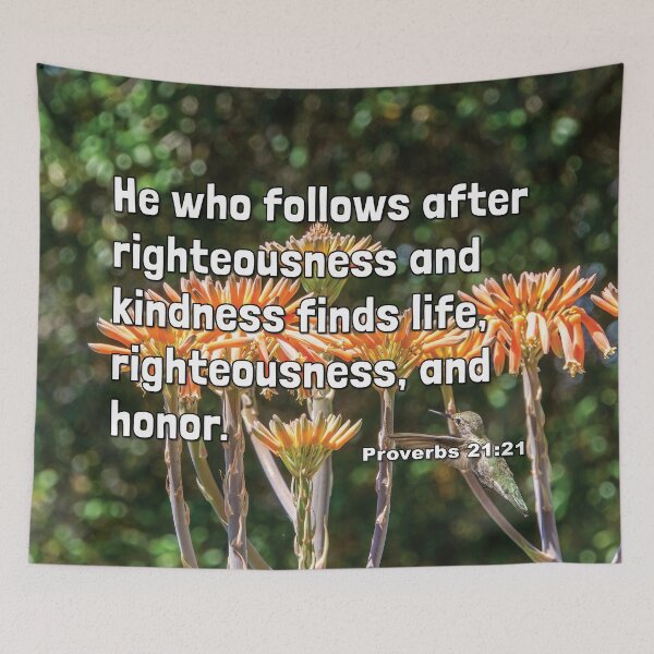 Item preview, Find Life Righteousness And Honor Proverbs 21 21 - Hummingbird Photograph designed and sold by InsprtnlArtbyDP.