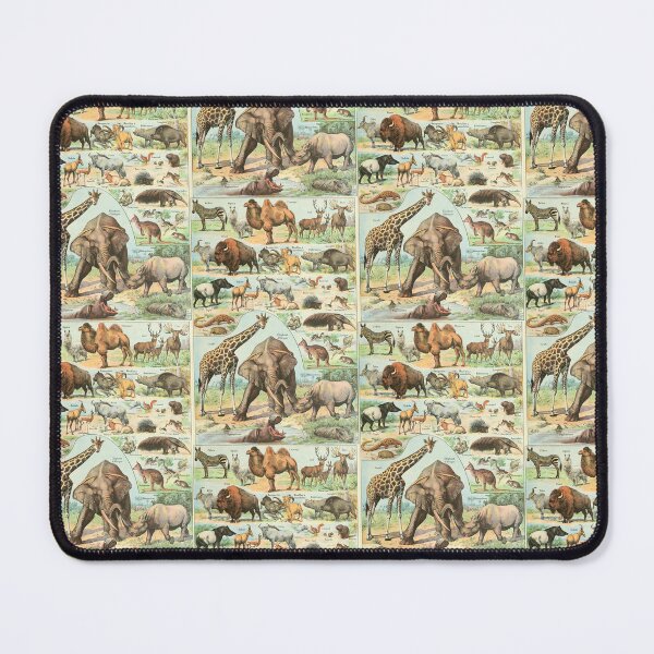 Item preview, Vintage Mammals Giraffe Elephant Wildlife Poster Adolphe Millot designed and sold by TeeARTHY.