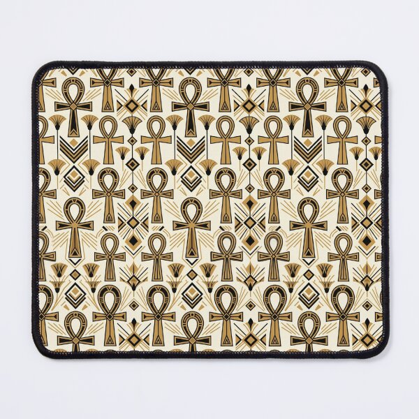 Item preview, Egyptian Ankh Art Deco Gold Black Seamless Pattern designed and sold by Inkworksbyshery.