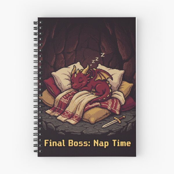 Item preview, Final Boss Nap Time - Sleepy Dragon 16-Bit Pixel Art designed and sold by Arobinoz.
