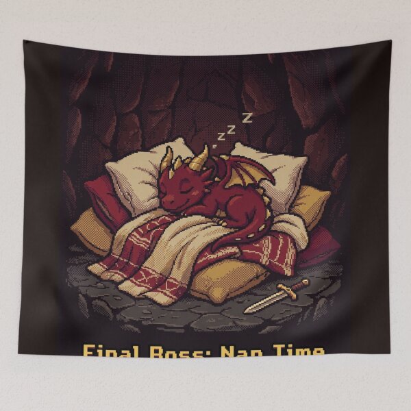Item preview, Final Boss Nap Time - Sleepy Dragon 16-Bit Pixel Art designed and sold by Arobinoz.