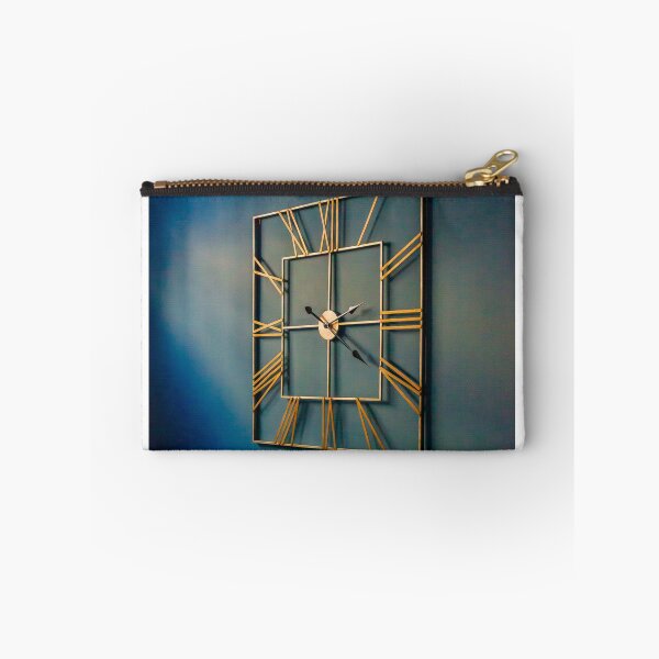 Item preview, Modern Gold Square Wall Clock With Roman Numerals On Teal Blue Interior Wall designed and sold by Nmallia.