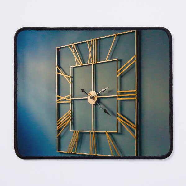 Item preview, Modern Gold Square Wall Clock With Roman Numerals On Teal Blue Interior Wall designed and sold by Nmallia.