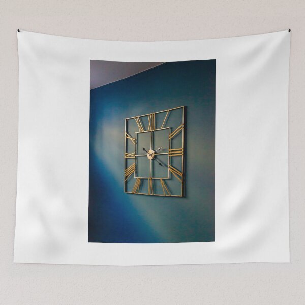 Item preview, Modern Gold Square Wall Clock With Roman Numerals On Teal Blue Interior Wall designed and sold by Nmallia.