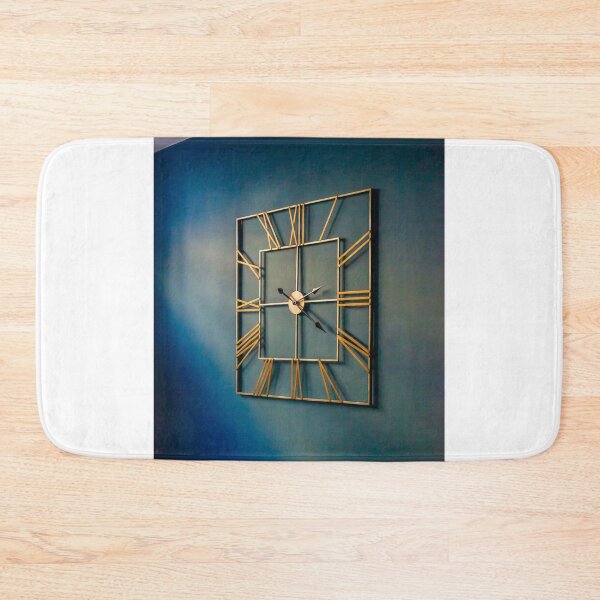 Item preview, Modern Gold Square Wall Clock With Roman Numerals On Teal Blue Interior Wall designed and sold by Nmallia.