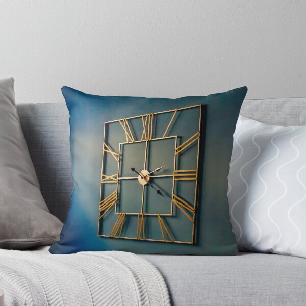 Item preview, Modern Gold Square Wall Clock With Roman Numerals On Teal Blue Interior Wall designed and sold by Nmallia.
