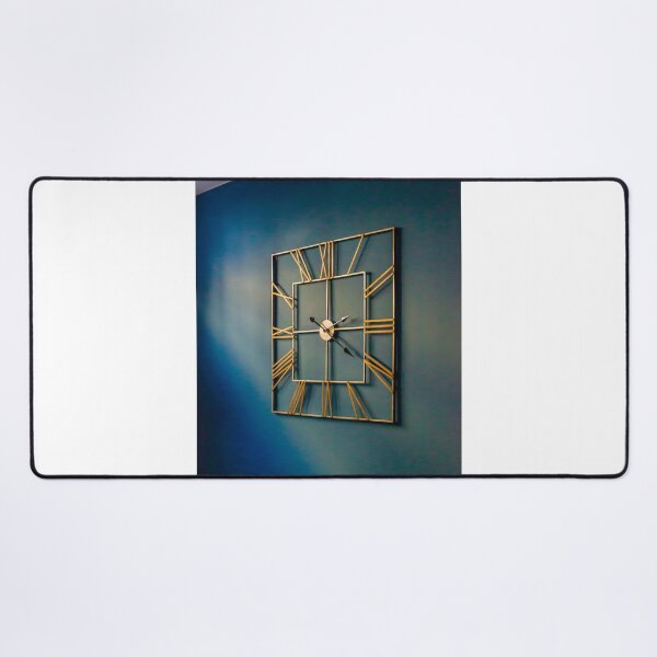 Item preview, Modern Gold Square Wall Clock With Roman Numerals On Teal Blue Interior Wall designed and sold by Nmallia.