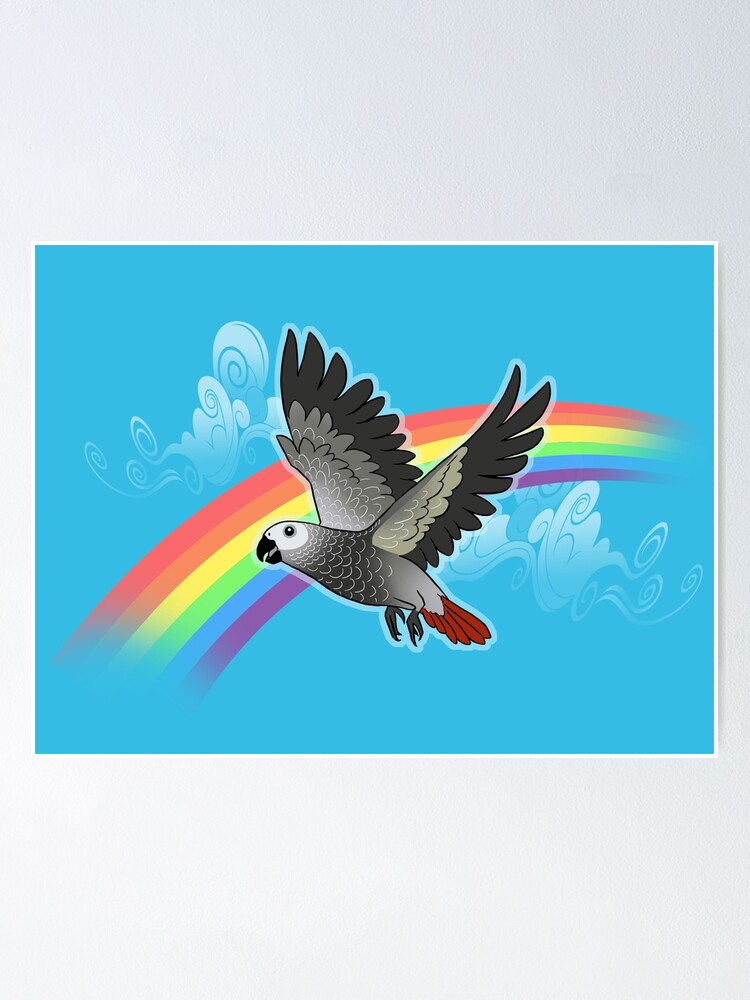 Papagei Der Afrikanischen Papagei Der Regenbogenbrucke Poster Von Lifewithbirds Redbubble