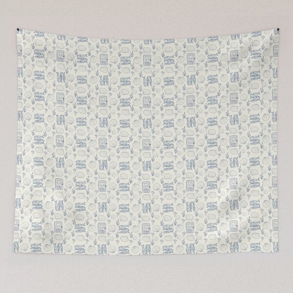 Item preview, Blue Line Sardines Coastal Tile Seamless Pattern designed and sold by Pop & Punch.