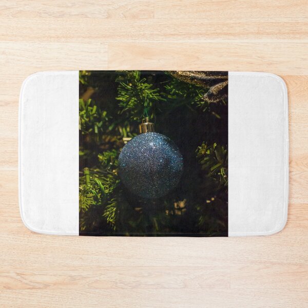 Item preview, Blue Glitter Christmas Ornament Hanging on Pine Tree With Sparkling Holiday Decorations designed and sold by Nmallia.