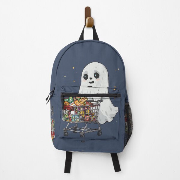 Item preview, Cute Ghost Pushing Shopping Cart Full of Snacks — Funny Halloween Spooky Art designed and sold by Amplify-n-Co.