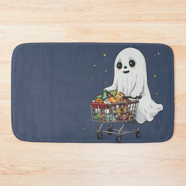 Item preview, Cute Ghost Pushing Shopping Cart Full of Snacks — Funny Halloween Spooky Art designed and sold by Amplify-n-Co.