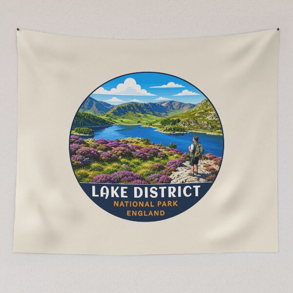Item preview, Lake District National Park Vintage Mountain & Lake Landscape designed and sold by Gideon Emmerich.