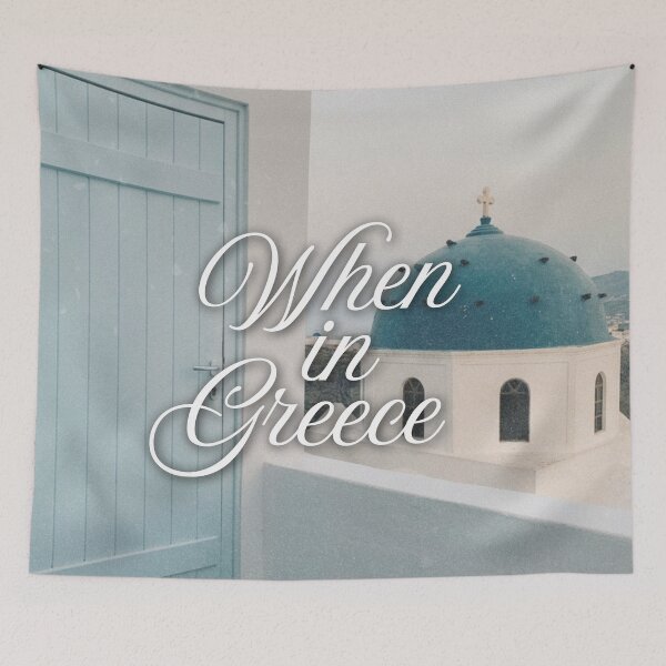 Item preview, When in Greece Blue Aesthetic Travel Design designed and sold by DiscoDigitals.