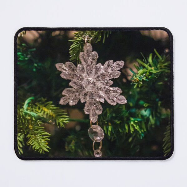 Item preview, Crystal Snowflake Ornament Hanging on Green Christmas Tree Branch With Sparkling Icicle Drop designed and sold by Nmallia.