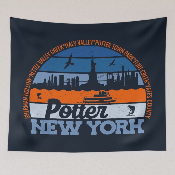 Item preview, Potter New York Sunset Retro Vintage Local Pride Logo designed and sold by CRHPOD20.