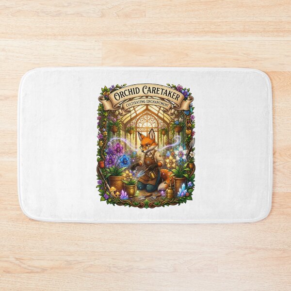 Item preview, Orchid Caretaker | Magical Fox Gardener | Enchanted Greenhouse | Cottagecore Orchid Lover | Fantasy Botanical Art | Whimsical Floral Illustration designed and sold by MrDev.