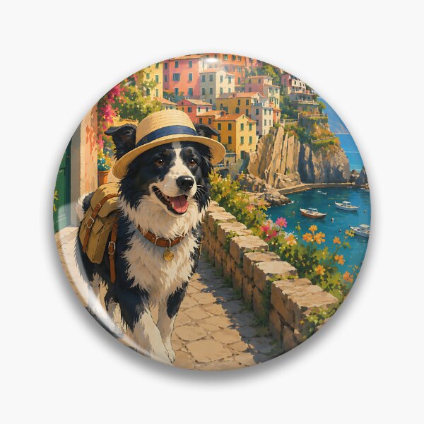 Item preview, Border Collie walking through Cinque Terre designed and sold by Nomad-Paws.