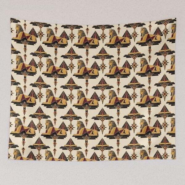 Item preview, Egyptian Sphinx Art Deco Gold Burgundy Seamless Pattern designed and sold by Inkworksbyshery.