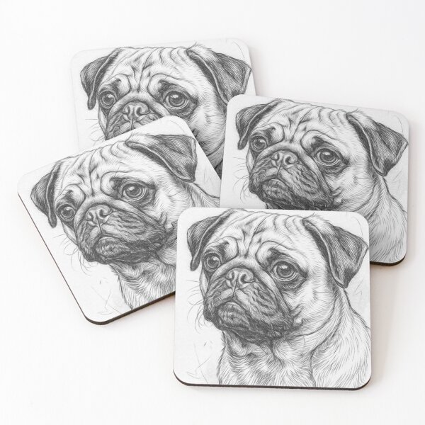 Item preview, Cute Pug Portrait | Detailed Dog Pencil Drawing Style | Pug Lover Art Print designed and sold by Leon Woods Pencil Art.