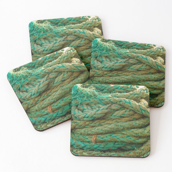 Item preview, Coiled Green Mooring Rope On Fishing Boat Deck With Frayed Fibers And Nautical Texture designed and sold by Nmallia.