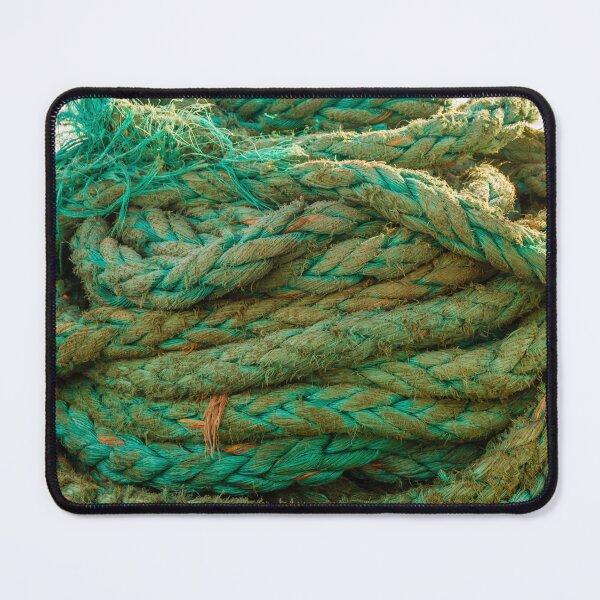 Item preview, Coiled Green Mooring Rope On Fishing Boat Deck With Frayed Fibers And Nautical Texture designed and sold by Nmallia.